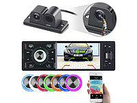 Creasono MP3-Autoradio mit TFT-Farbdisplay und Farb-Rückfahrkamera; Bluetooth-Autoradios (1-DIN) Bluetooth-Autoradios (1-DIN) Bluetooth-Autoradios (1-DIN) 