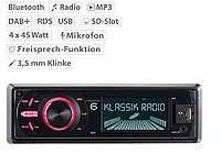Creasono MP3-Autoradio CAS-4400.bt mit DAB+, USB, SD & BT, 4x 45 W; Bluetooth-Autoradios (1-DIN) 