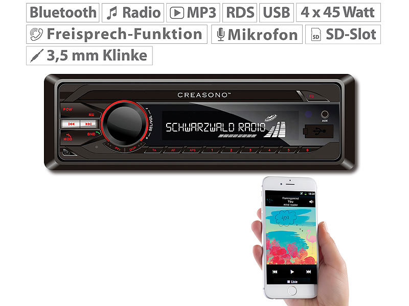 ; MP3-Autoradios (1-DIN), 2-DIN-MP3-Autoradios mit Bluetooth und Video-Anschluss 