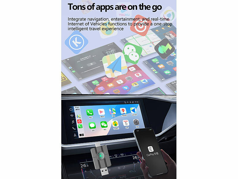 ; Wireless-Adapter für Apple CarPlay-Autoradios, 2-DIN-MP3-Autoradios, kompatibel mit Apple CarPlay Wireless-Adapter für Apple CarPlay-Autoradios, 2-DIN-MP3-Autoradios, kompatibel mit Apple CarPlay Wireless-Adapter für Apple CarPlay-Autoradios, 2-DIN-MP3-Autoradios, kompatibel mit Apple CarPlay 